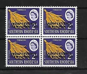 RHODESIA, QE11 1966 INDEPENDENCE DEFINS, 2d TABACO, SG 361, sin montar o nunca montado bloque 4 - Imagen 1 de 1