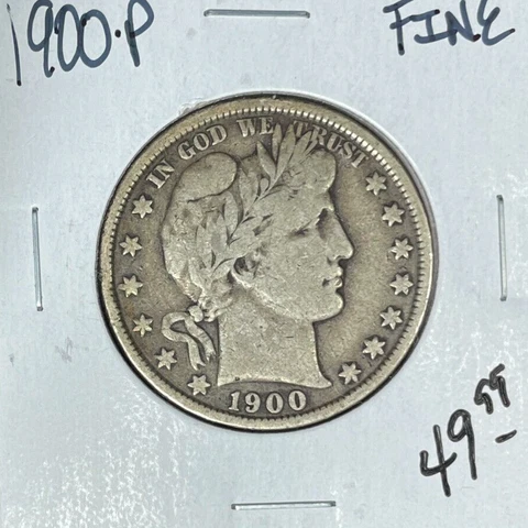 1900-P BARBER SILVER HALF DOLLAR ~ FINE ~NICE COIN~ Cover