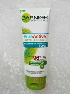 Garnier Pure Active MATCHA DE-TOX Pollution + Oil Deep Clean Facial Foam 100ml - Picture 1 of 11