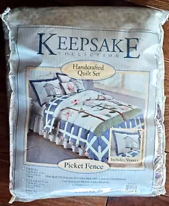 Keepsake Collection Handcrafted King Quilt Set Picket Fence - Picture 1 of 8
