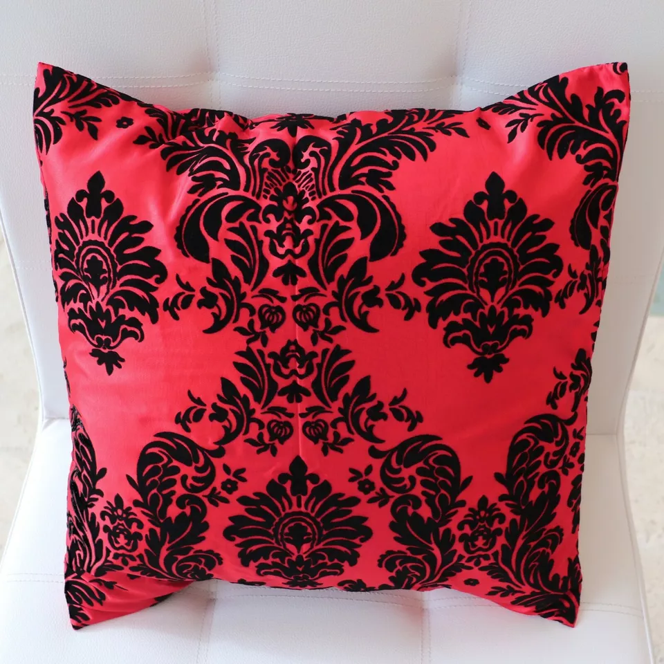 Taffeta Damask Victorian Print Decorative Throw Pillow 18" x 18" Cushion Cover - Image 1 of 1