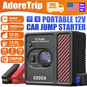 AdoreTrip 78000mAh 6000A Portable Jump Starter + Air Compressor Booster Battery - Picture 1 of 12