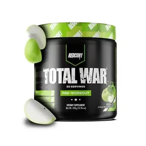 REDCON1 TOTAL WAR PRE-WORKOUT STIM CAFFEINE ENERGY FOCUS 424G GREEN APPLE - Picture 1 of 1