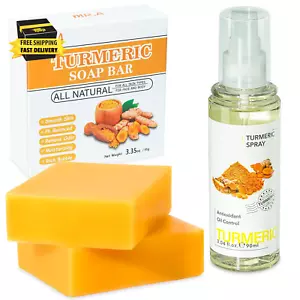 Kurkuma Seife Bar und Kurkuma Gesichtsspray, 2 Stück Bio Kurkuma Seife für Gesicht a - Bild 1 von 9