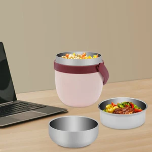 Termo para comida caliente, termo apilable sellado para alimentos, termo sopa de acero 2 niveles - Imagen 1 de 19