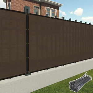 Brown Outdoor Privacy Mesh Fence Screen Cover 4/5/6/8ft Tall Zip-Ties Included - Picture 1 of 8