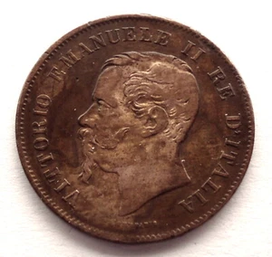 ITALY 5 CENTESIMI 1861 M KM#3 King Vittorio Emanuele II. TT4.5 - Picture 1 of 2