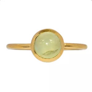 18K Gold Vermeil Natural Prehnite Ring Jewelry s.8 CR53934 - Picture 1 of 1