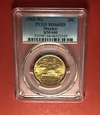 MEXICO-1965-MO-OUTSTANDING 20 CENTAVOS COIN,GRADED BY PCGS MS 66 RD.