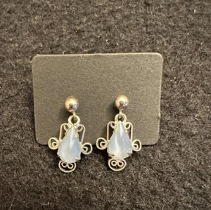 Used Light Blue Opalite Post Earrings - Picture 1 of 3
