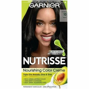 Garnier Nutrisse Nourishing Permanent Haircolor #10 Licorice Black 1 ct 6 Pack - Picture 1 of 6