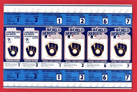 MILWAUKEE BREWERS 1983 WORLD SERIES CHAMPIONSHIP SERIES MINT CONDITION TICKETS Cover
