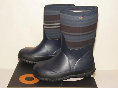 Bogs Stomper Botas de Invierno Rayas Niños Talla 12 Niños Azul Aislado Impermeable NUEVO Foto 1 de 4