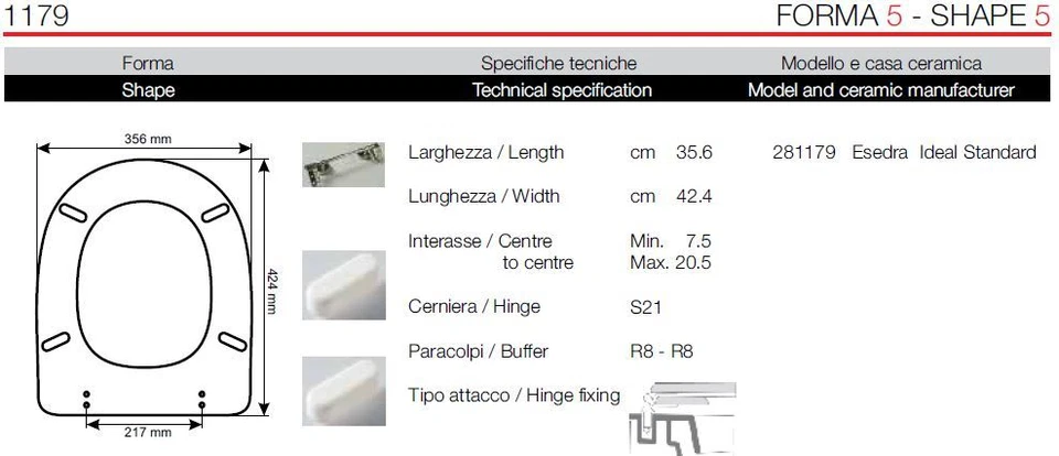 COPRIWATER COPRIWC COLBAM LEGNO COLATO IDEAL STANDARD ESEDRA BIANCO - Immagine 1 di 1