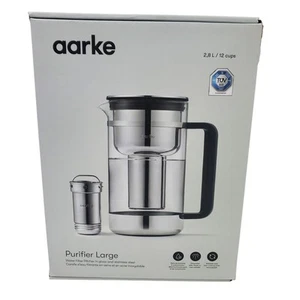 Aarke Purifier Large Water Filter Glass Pitcher, 2.8L, Clear Stainless Steel - Picture 1 of 6