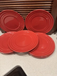 Rachael Ray Double Ridge Red Salad Plates - Lot of 10 - Picture 1 of 5