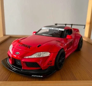 1/22 Toyota Supra LBWK Diecast Model Sound Light Red Racing Car Collectible - Picture 1 of 7