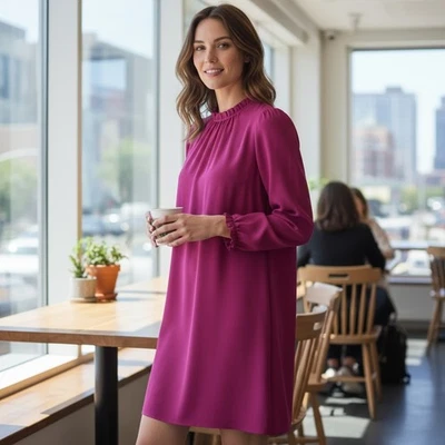 Vestido J.CREW Fucsia Volantes Cambio 8 Preppy Clásico Coqueta Barbiecore Elegante Foto 1 de 4