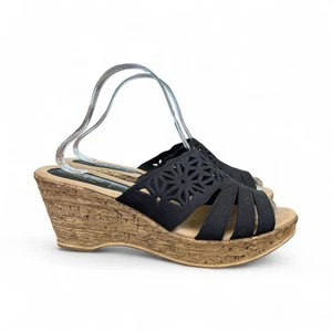 Spring Step Dora Women's Black Leather Platform Slide Sandal Euro 41 US 10.5 - Picture 1 of 12