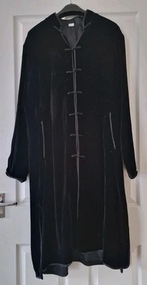 Lunn Antiques Kimono Giacca Velluto Bianco Seta Nero Gotico Orientale Taglia L Ottime Condizioni - Immagine 1 di 4