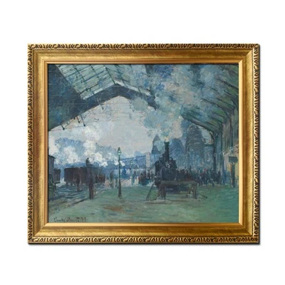 Arte enmarcado Claude Monet tren viaje transporte impresión pintura al óleo decoración de pared Foto 1 de 4
