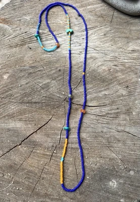 The Noisy Plume Handmade Glass Bead & Gemstone Necklace 28” - Image 1 of 4