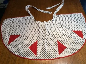 Vintage 1950's Cottage Chic Half Apron Polka Dot Red Triangle Appliqué - Picture 1 of 7
