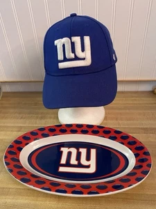 Preowned NFL New York Giants Platter, Plus A New York Giants Hat/Cap. - Picture 1 of 12