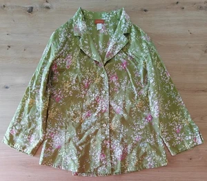 Blusa floral verde vintage Cyrillus para mujer, camisa cuello en V, talla M - Imagen 1 de 17