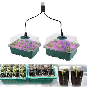 Seed Starter Tray Box with LED Grow Light Nursery Pot Seedling Germination Plant - Picture 1 of 24