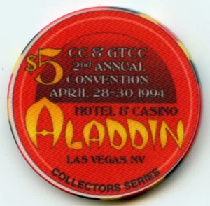 5 $ Aladdin Hotel Casino CC&GTCC 2nd Convention LE Las Vegas 1994 Obsolete - Bild 1 von 2