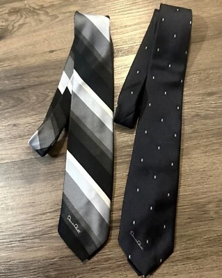 Paquete de dos corbatas abstractas azul seda Oscar De la Renta vintage para hombre Preppy Foto 1 de 4