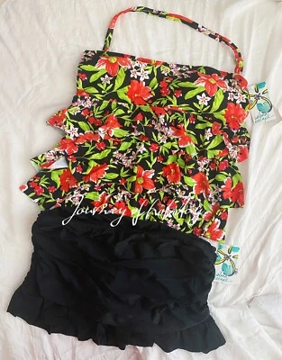 Women Swimming Suits Two Piece Tankini Set for Women Colorful Flowers Size 14 - Image 1 of 4