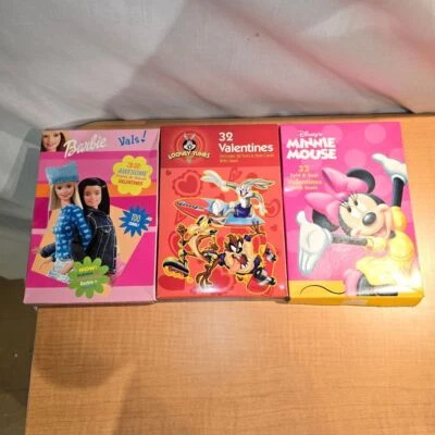 3 boxes of 32 count each Y2K Valentine card 90s Barbie Looney Tunes Minnie Mouse - Image 1 of 2