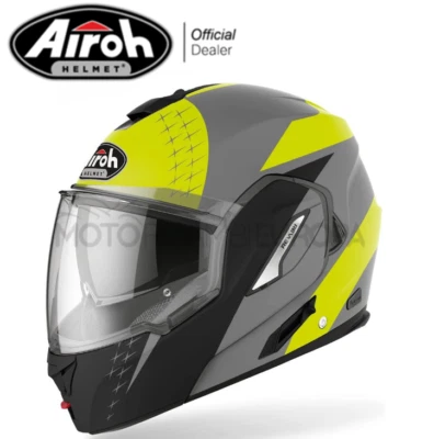 Casco Modular Levante Airoh REV 19 Yellow Mat Leaden Mentoliera Plegable - Imagen 1 de 4