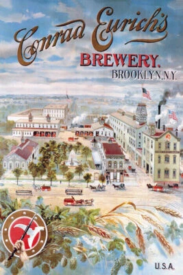 BEER WHEAT CONRAD EURICH BREWERY BROOKLYN NY USA VINTAGE POSTER REPRO - Image 1 of 3