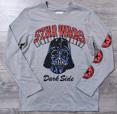 Star Wars Shirt Kids Medium 8 Gray Darth Vader Dark Side Long Sleeve Tee Boys - Image 1 of 4