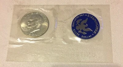 1971 S IKE Eisenhower 40% Silver Dollar US Coin Blue Ike Brilliant Uncirculated - Image 1 of 4