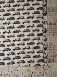 Vintage Surfer Car Woodsides Snuggle Cotton Flannel Fabric New 21x42" - Picture 1 of 3