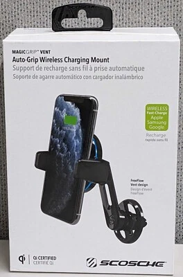 Scosche MagicGrip Auto For Grip Wireless Charging Vent Mount Qi Charging-Black - Image 1 of 2