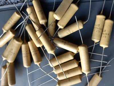 Condensadores Mullard/Philips Mostaza 0.1mfd/400V (100nF) Marshall, Guardabarros (2 piezas) Foto 1 de 4