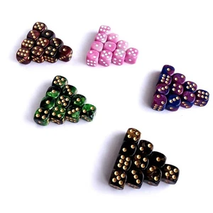 D6 Dice Set of 10 Polyhedral Marbled 6 Sided Role Playing RPG TTRPG Wargame 16mm - Picture 1 of 28