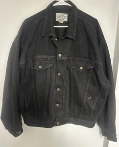Vintage Jordache Black Denim Jacket 90s Jordache Jean Jacket - Men’s Large - Picture 1 of 11