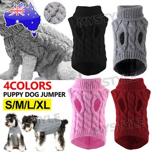 Winter Knitted Puppy Dog Jumper Warm Sweater Pet Clothes Small Dogs Coat Thermal - Picture 1 of 13