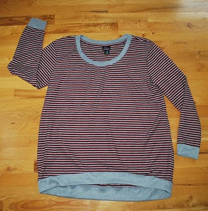 NEW – Oh Baby by Motherhood cranberry/gray stripe long sleeve top (XL) - Picture 1 of 5