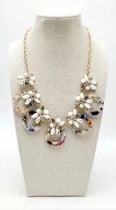 Collana dichiarazione strass fiori stampa floreale tono oro tempo e tru splendida - Foto 1 di 6
