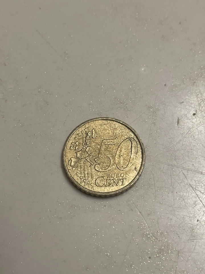 Moneda de 50 céntimos de euro Grecia 2002 EXTREMADAMENTE RARA con letra F dentro estrella Foto 1 de 2