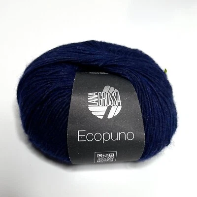 Lana Grossa Ecopuno yarn 1 balls cotton/merino/alpaca sport blue marine - Image 1 of 4