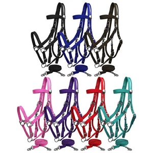 Nylon Combination Halter Bridle w/ Reins - Picture 1 of 9