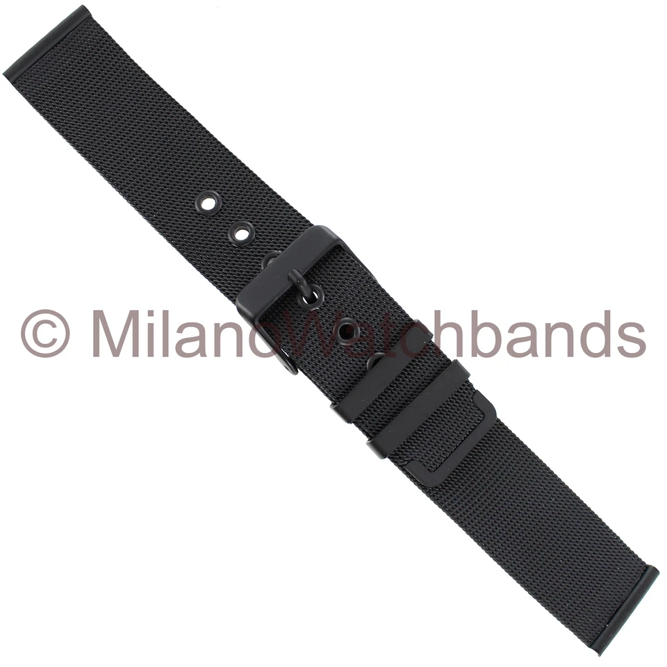 22 mm Milano PVD negro mate dos piezas malla fina con ojales correa de reloj para hombre ME005 Foto 1 de 4